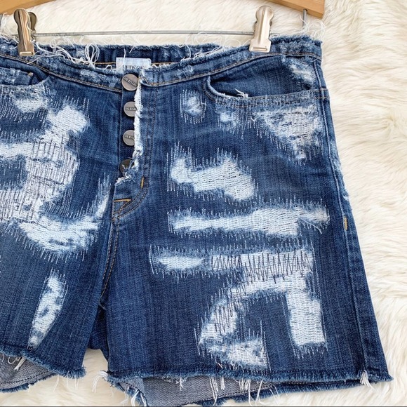HUDSON Jeans Deconstructed Button Fly Denim Shorts - Picture 2 of 8